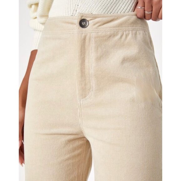LULU'S Cream Retro Cuteness Corduroy High-Waist Straight Leg Pants NWT Small - Picture 3 of 10